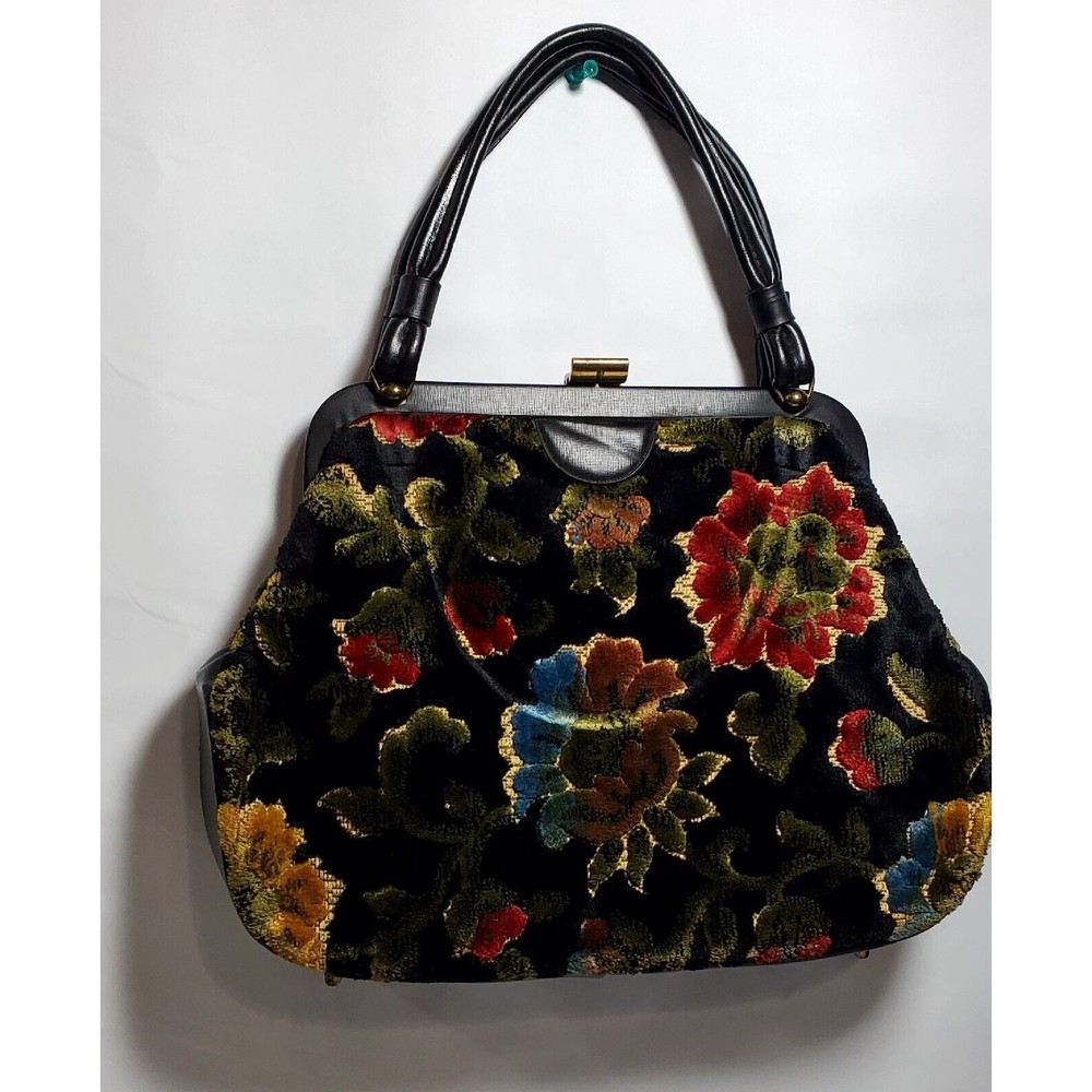 Tapestry Purse Unmarked Floral Design - Picture 1 of 16